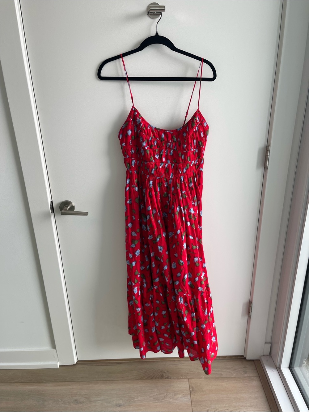 J Crew Red Floral Smocked Sundress